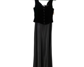 VTG Papell Boutique mouwloze avondjurk fluwelen imitatiekorset met veters, maat 8