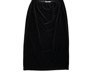 Vintage Chicos Designs Womens Black Velvet Long Midi Skirt Size 2 US L 12 Soft