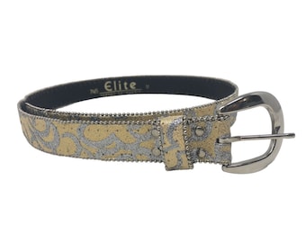 Vintage Elite Belt M Gold Silver Metallic  Fresno CA 745 Womens Size M Medium