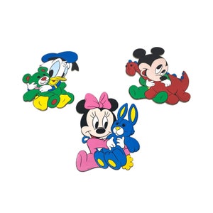 3 recortes de papelão para decoração de parede vintage da Disney, bebê Mickey Minnie Donald