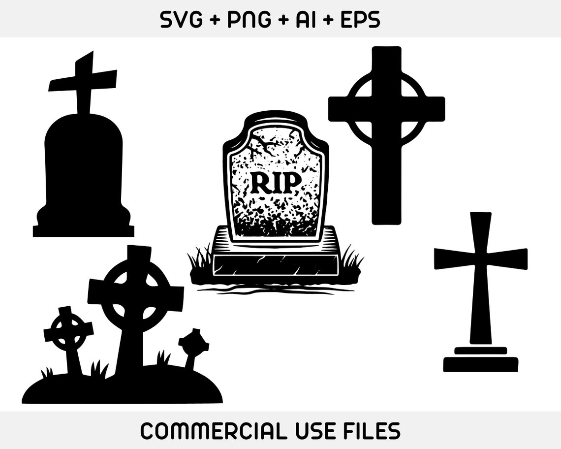Tombstones SVG Graveyard SVG Halloween Graveyard Tombstones - Etsy