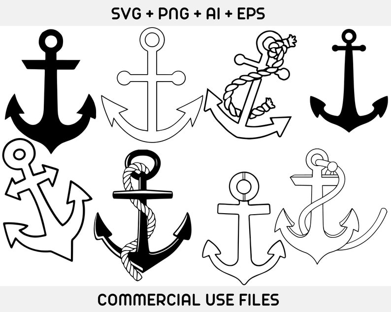 Anchor SVG, Anchor svg bundle, Anchor Cut File, Anchor PNG,Anchor Clipart,Anchor Silhouette,Nautical SVG,Monogram Anchor Svg,fishing clipart image 4