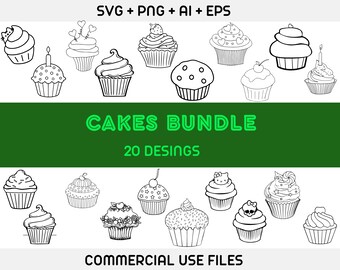 Cakes svg, birthday svg, dessert svg, baking svg, wedding svg, clipart, silhouette, cut file, cricut, Muffin SVG,Cup Cake, Bakery,Birthday