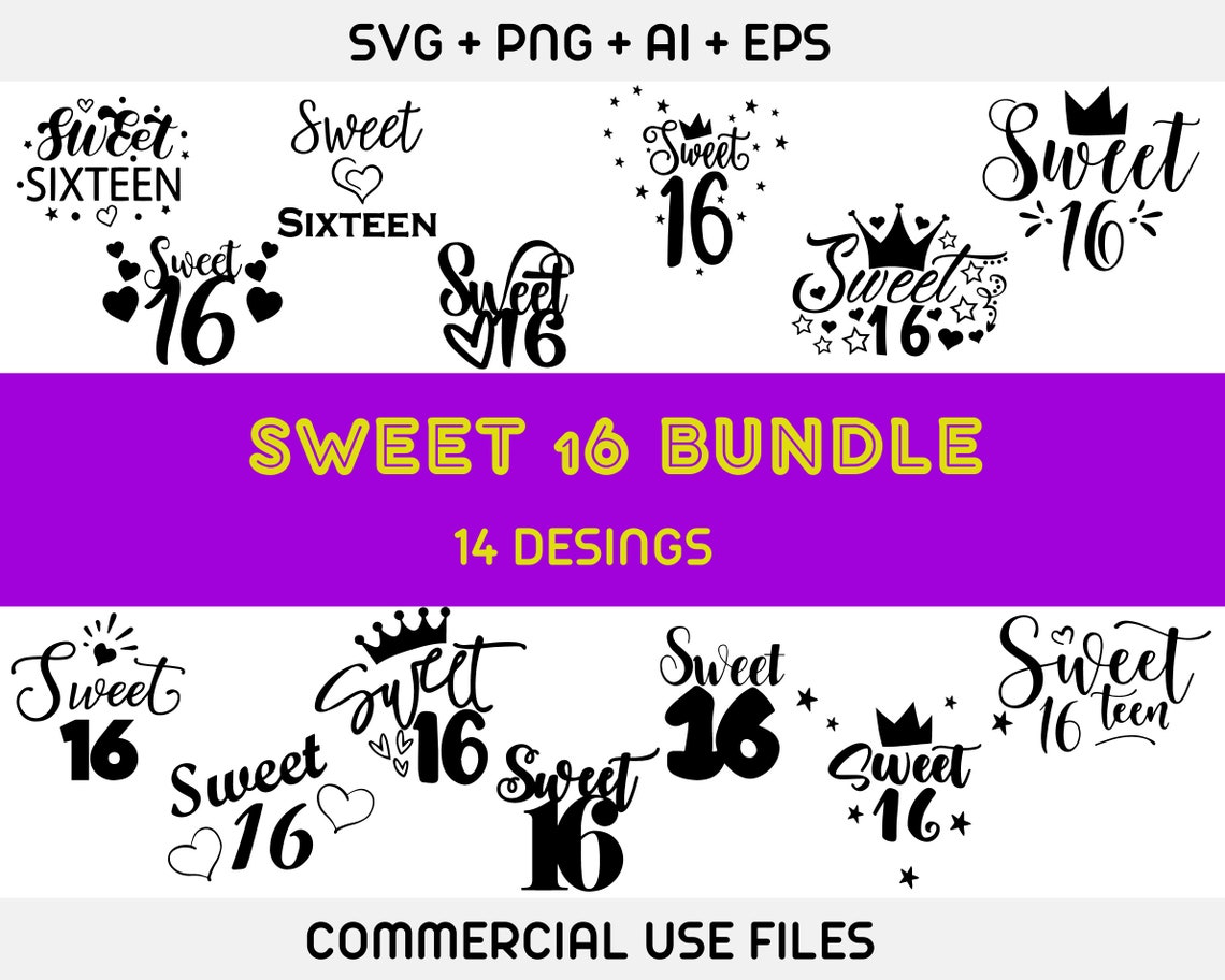 Sweet Sixteen Svg, 16th Birthday Svg, Birthday Queen Svg, 16 Birthday ...