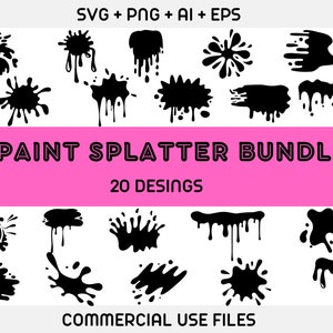 Paint Splatter SVG Bundle, Paint Splats Svg, Paint Svg, Ink splatter, Paint streak blob, Splatter Clipart Bundle, Splatter Svg Files