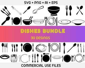 Dishes svg, dinner plate png, kitchen svg,kitchen sign svg,Kitchen Svg Bundle,Kitchen Utensils svg,Kitchen Set Svg,oven svg,Baking tools svg
