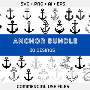 Anchor SVG, Anchor svg bundle, Anchor Cut File, Anchor PNG,Anchor Clipart,Anchor Silhouette,Nautical SVG,Monogram Anchor Svg,fishing clipart image 1