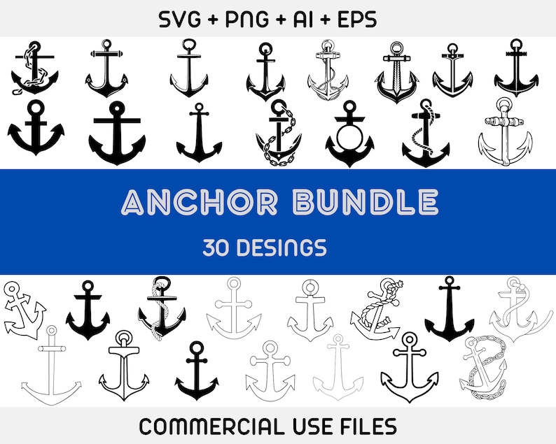 Anchor SVG, Anchor svg bundle, Anchor Cut File, Anchor PNG,Anchor Clipart,Anchor Silhouette,Nautical SVG,Monogram Anchor Svg,fishing clipart image 1