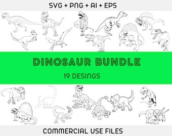 Dinosaur svg bundle, dinosaur clipart, dinosaur silhouette svg, t-rex svg, dino svg, triceratops svg files,Birthday Pack,jurassic park svg