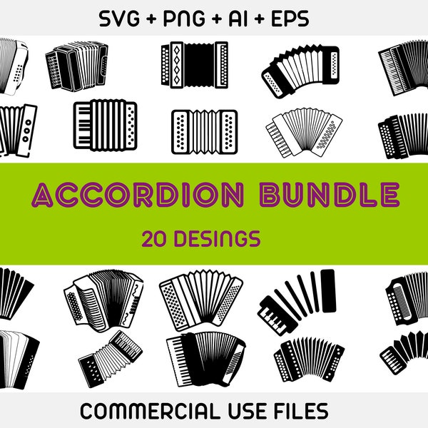 Accordion SVG, Accordion Cut File, Accordion PNG, Accordion Clipart, Accordion Silhouette, Accordion Cricut File, Musical Instrument