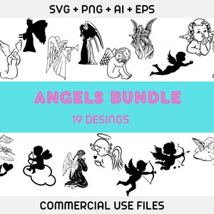Angels Bundle Svg, Christmas Angels Svg, Christmas Decoration Svg, Angels Clipart, Angels Vector, Angels Cricut, Valentine&#39;s Day,