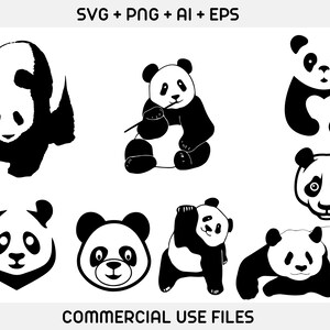 Pode incluir: Um conjunto de dez ilustra&ccedil;&otilde;es de silhuetas de ursos panda em preto e branco. Os pandas est&atilde;o em v&aacute;rias poses, incluindo sentados, em p&eacute; e segurando um pau de bambu. As ilustra&ccedil;&otilde;es s&atilde;o perfeitas para usar em artesanato, scrapbooking ou design digital.