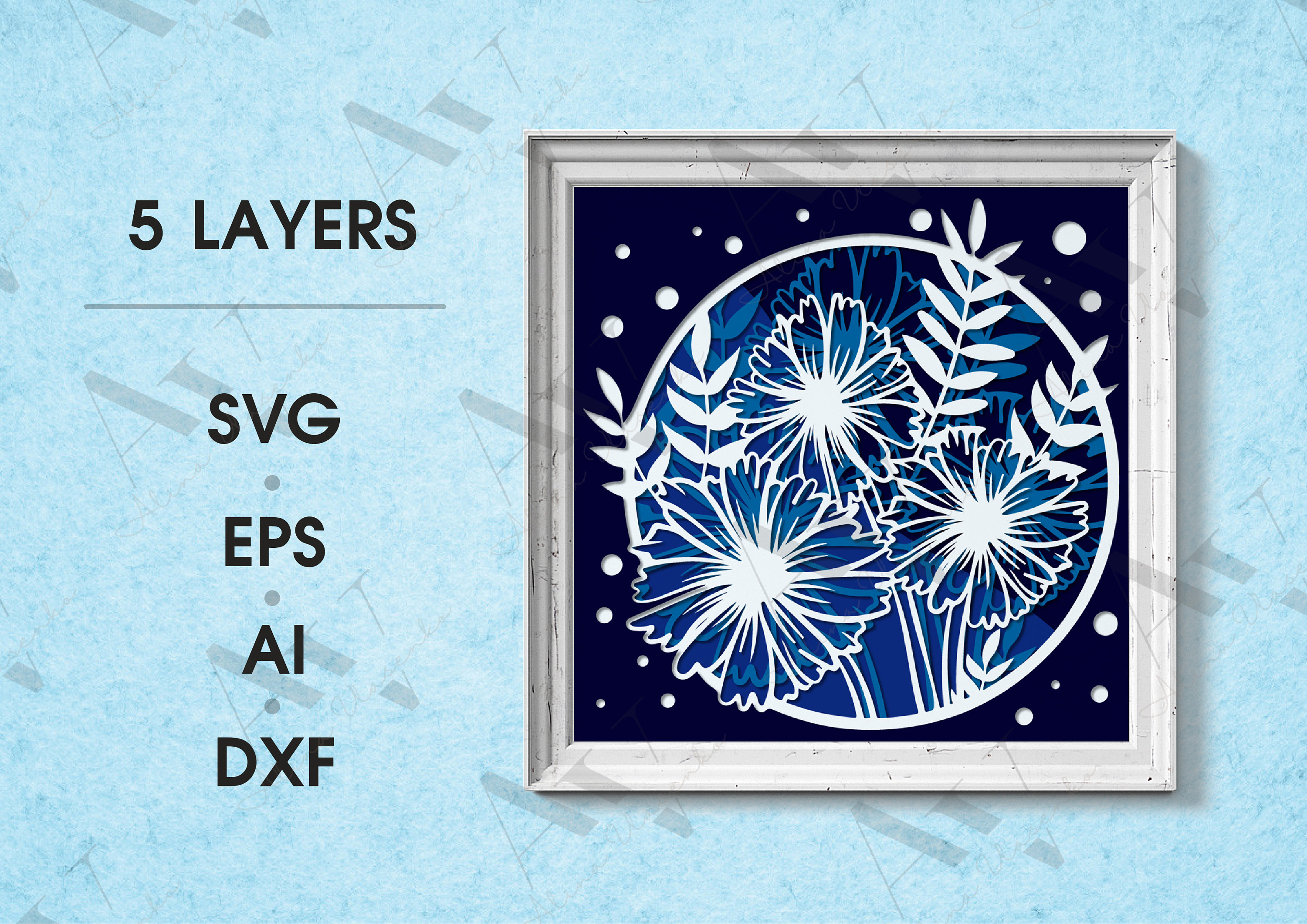 3D Nachtblume svg, Blume Shadow Box Vorlage, Blumen 3D SVG Shadowbox, Layered Cardstock Papier Projekt für Cricut oder Cameo