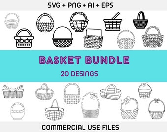 Basket SVG, Basket Svg bundle, Easter Egg Basket SVG, Wicker Basket Svg, Basket Shapes SVG, Basket Silhouette,Basket Outline,Basket Cut File