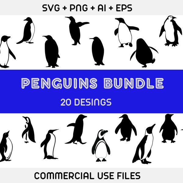 Penguin SVG, Penguin SVG Bundle, Penguin Clipart, Penguin Silhouette, Penguin Vector, Penguin Cut file,Animal svg,files for cricut silhouett