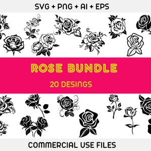 ROSE SVG Bundle, ROSES Svg Bundle, Rose Clipart Bundle, Rose Svg cut files for Cricut, Flowers Svg, Rose Svg Designs, Floral Svg Bundle,