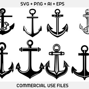 Anchor SVG, Anchor svg bundle, Anchor Cut File, Anchor PNG,Anchor Clipart,Anchor Silhouette,Nautical SVG,Monogram Anchor Svg,fishing clipart image 2