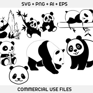 Pode incluir: Ilustra&ccedil;&otilde;es vetoriais em preto e branco de pandas em v&aacute;rias poses. Alguns pandas est&atilde;o segurando bambu, enquanto outros est&atilde;o dormindo ou sentados. As ilustra&ccedil;&otilde;es s&atilde;o perfeitas para uso em projetos digitais ou para impress&atilde;o.