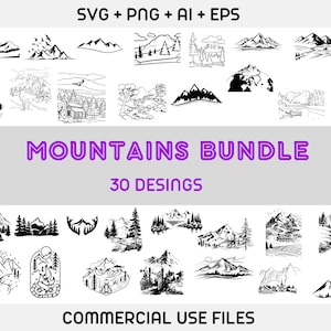 MOUNTAIN SVG Bundle, MOUNTAIN Clipart, Mountain svg cut files for Cricut, Mountain Silhouette Svg, Mountain Vector, Mountain Digital File