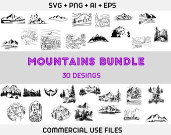 MOUNTAIN SVG Bundle, MOUNTAIN Clipart, Mountain svg cut files for Cricut, Mountain Silhouette Svg, Mountain Vector, Mountain Digital File