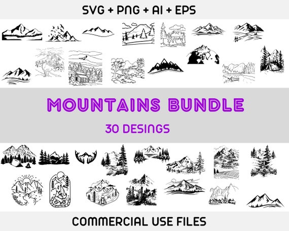 MOUNTAIN SVG Bundle, MOUNTAIN Clipart, Mountain svg cut files for Cricut, Mountain Silhouette Svg, Mountain Vector, Mountain Digital File