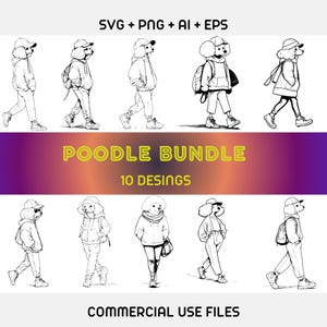 Poodle bundle SVG, Poodle Clipart, Poodle Cut Files,Dog Human Wall Art,Fashion poodle svg, Poodle Silhouette, Poodle Vector, Cute Dog Cricut