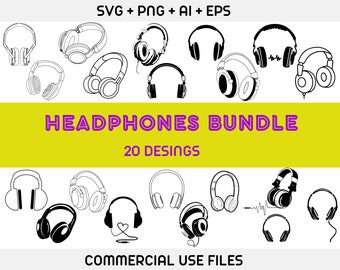 Hörlurar svg, headset svg, DJ svg, musik svg, hörlurar clipart, klippfil, hörlurar Cricut, musik silhuett, headset vektor,