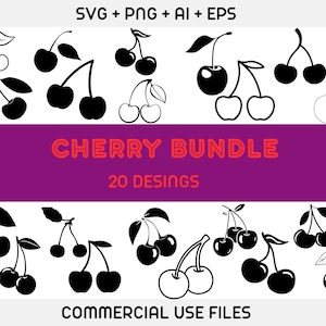 Cherry SVG Bundle, Cherry vector, Cherry cut files,Cherry svg, Cherry monogram, Cherry Clipart,Fruit svg, Summer Svg,Cherries Svg,Silhouette