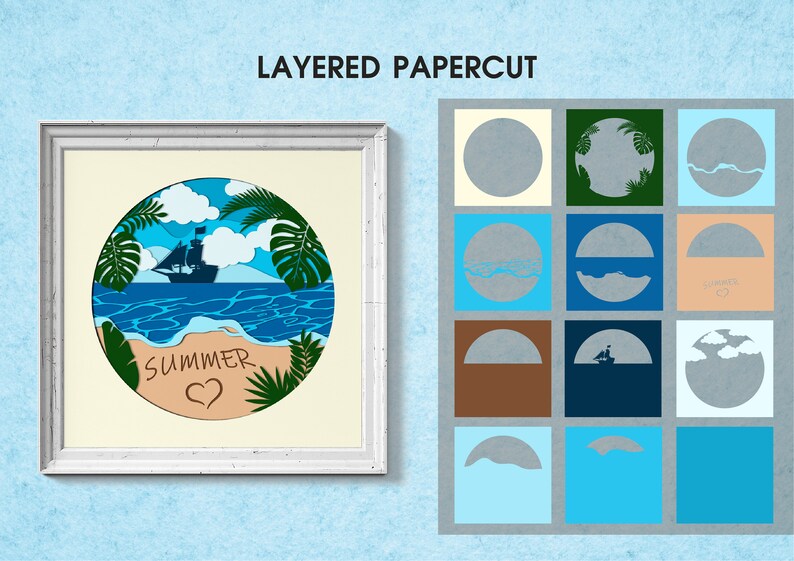 3d Summer Shadow Box Svg 3d Beach Svg 3d Layered Svg Files for Cricut ...