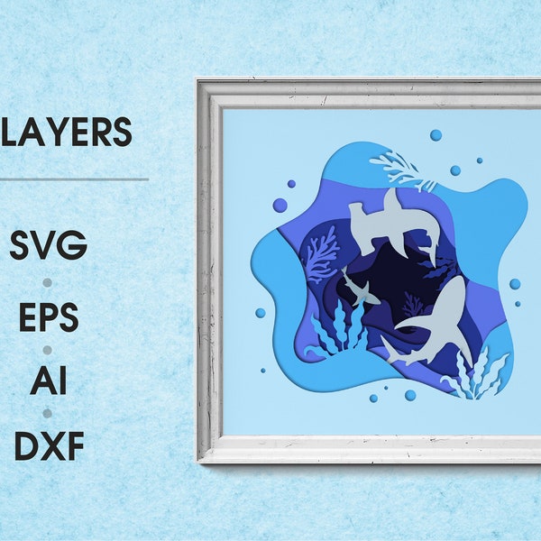 3D Ocean Shadow Box, Sea Life Shadow Box, Underwater Animals, Shark 3D SVG, Shark Shadow Box SVG, 3d Fish Light Box, Paper Cut Light Box 3D Ocean Shadow Box, Sea Life Shadow Box, Underwater Animals, Shark 3D SVG, Shark Shadow Box SVG, 3d Fish Light Box, Paper Cut Light Box
