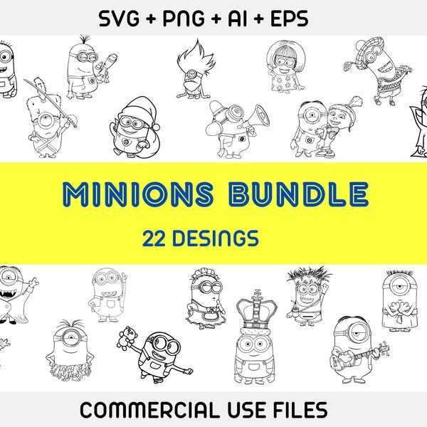 Minions Bundle svg, Minions svg, Minions Cricut, minios vector, minios, minios eps, Despicable Me svg, despicable me,  minion birthday