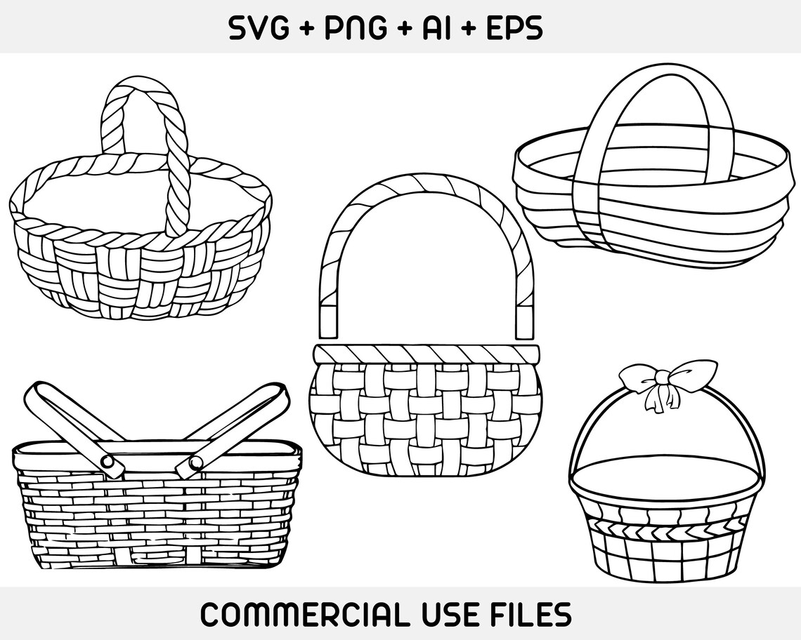 Basket SVG Basket Svg Bundle Easter Egg Basket SVG Wicker Etsy
