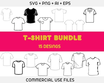 Lot de t-shirt svg, T-shirt svg, silhouette de T-shirt, conception de T-shirt svg, clipart T-shirt, contour de T-shirt SVG, fichiers T-shirt pour Cricut