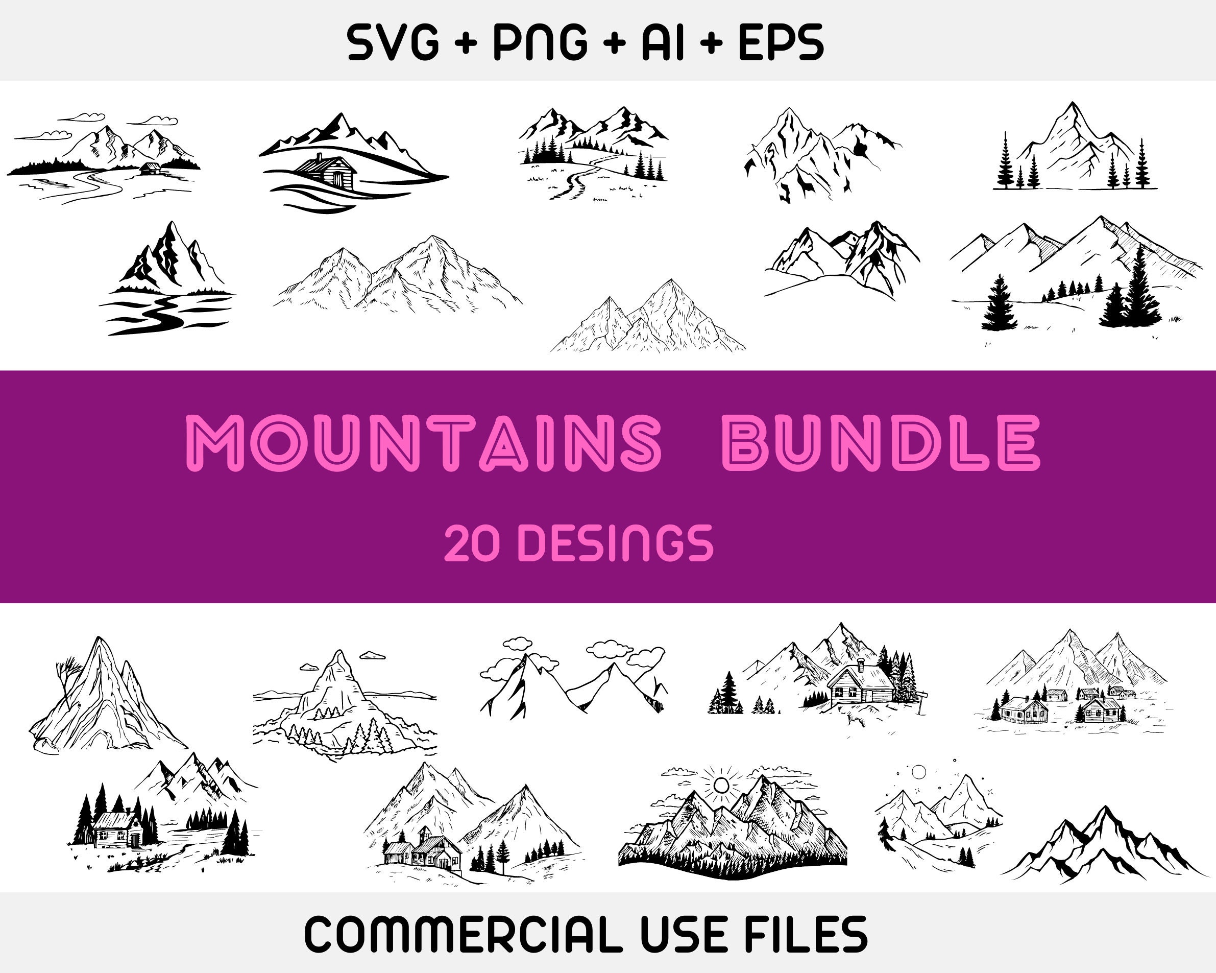 Mountain Svg Bundle Mountain Svg Nature Svg Outdoors Svg Etsy UK