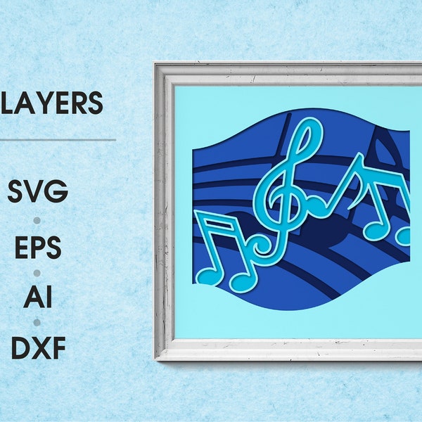 Notes shadow box svg, 3D notes shadow box, music paper cut light box, layered cardstock svg, Silhouette Files, Music 3D Framed Shadow Box Notes shadow box svg, 3D notes shadow box, music paper cut light box, layered cardstock svg, Silhouette Files, Music 3D Framed Shadow Box
