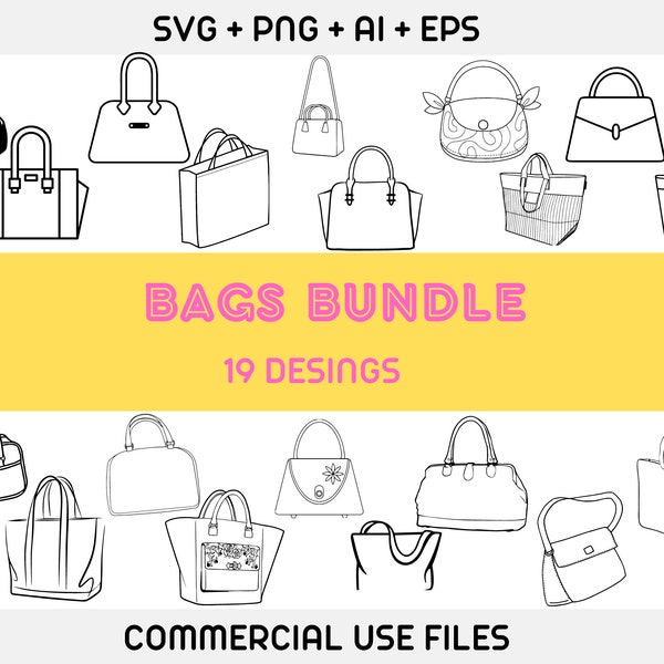 Handbags SVG, Handbags Bundle SVG, Purse SVG, Hand purse Svg, Fashion Svg, Bags Svg,Womens Bag Cricut, Handbag Silhouette, Shopping Cut File