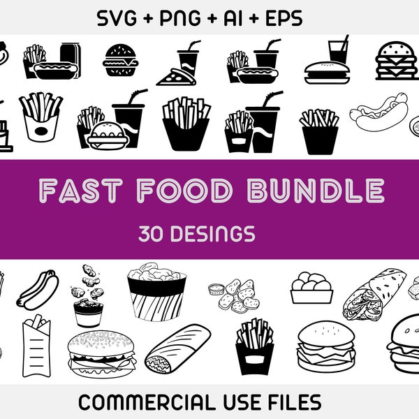 fast food svg Bundle,fast food Clipart, fast food svg, burger Svg,Hot Dog svg bundle, shawarma svg, burger vector