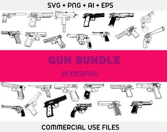 Geweren SVG, militair wapen svg, pistool Svg, wapen svg, clipart, silhouet, gesneden bestand, cricut, stickerbestand, digitaal bestand, stencilbestand
