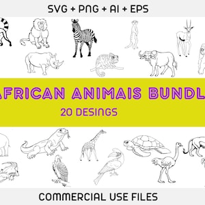 Afrikanisches Tier SVG, Afrikanische Tier Silhouette, Animal Bundle SVG, Afrikanische Tier Clipart, Afrikanische Tier Schneidedateien, Tier Svg