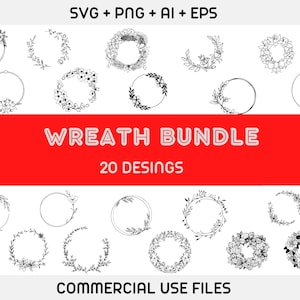 Krans svg bundel, cirkel svg bundel, bloemen krans svg, hart lauwerkrans svg, bruiloft krans svg, krans monogram svg cirkelframe