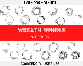 Wreath svg bundle, circle svg bundle, floral wreath svg, heart laurel wreath svg, wedding wreath svg, wreath monogram svg circle frame