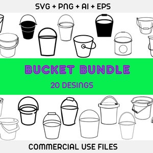 Bucket Svg Bundle, Bucket Svg, Bucket Silhouette, Water Bucket Svg, Cleaning Bucket Svg, Bin Bucket Svg,Bucket cut files, Bucket designs
