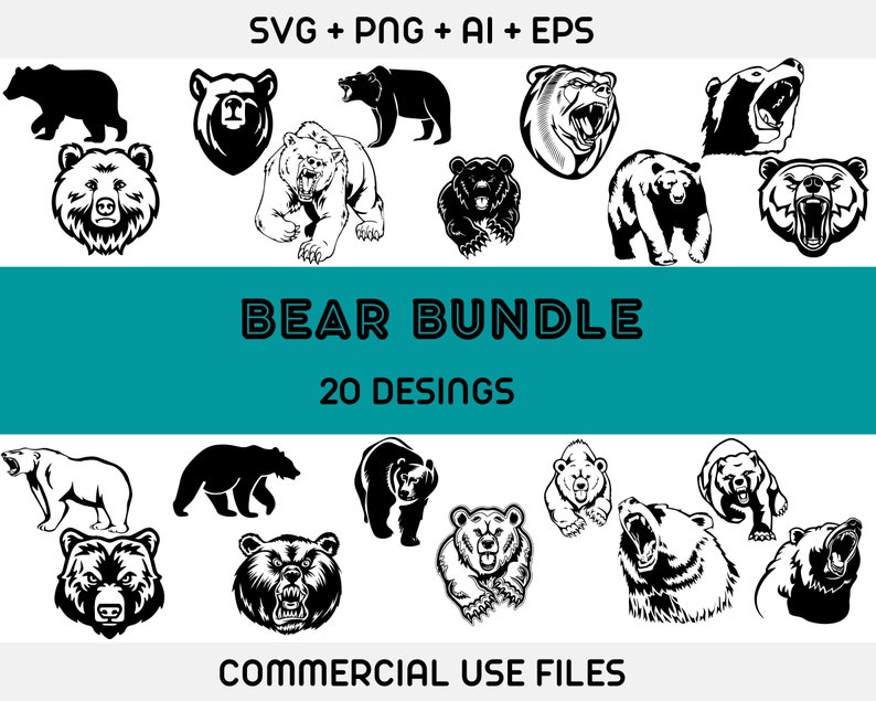 Grizzly Bear SVG Files Cricut Bear Clipart Grizzly Bear SVG - Etsy