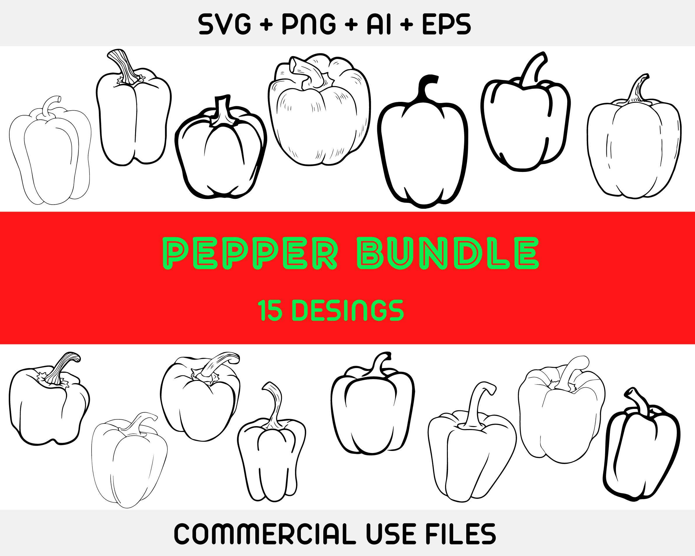 Bell Pepper SVG,Bell Pepper Cut File,Bell Pepper Clipart,Bell Pepper svg bundle, Pepper svg,Pepper Silhouette,Digital,Bell Pepper Silhouette