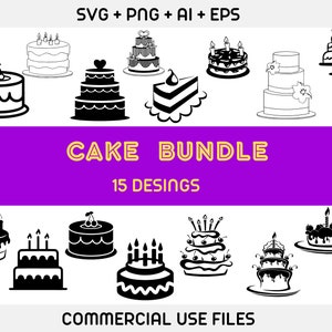 Ciasta svg, urodziny svg, tort urodzinowy svg, deser svg, pieczenie svg, ślub svg, tort weselny svg, clipart, sylwetka, plik do cięcia, cricut