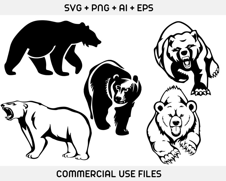 Grizzly Bear SVG Files Cricut Bear Clipart Grizzly Bear SVG - Etsy