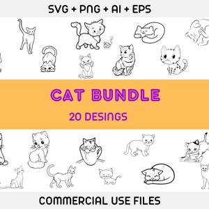 CATS Bundle SVG, CATS Svg Cut Files for Cricut, Cats Clipart, Cat Silhouette Svg, Kitten Svg, Cat Vector, cat head svg, cartoon cat svg