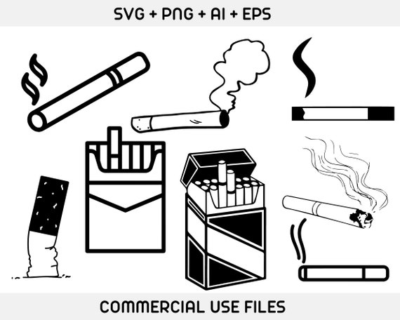 Cigarettes Svg File, Cigarette Svg, Cigarette Clipart, Cigarette Silhouette,  Smoking Svg, Smoke Svg, Luxury Cigar Svg, Nicotine Svg, Vector