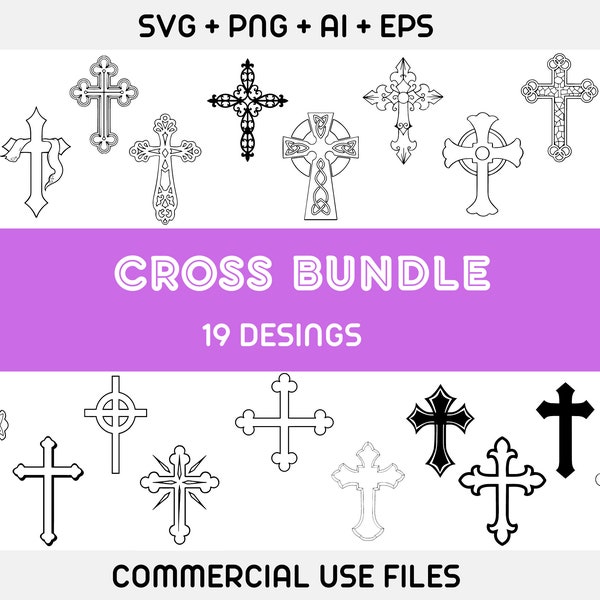 Cross Svg Bundle, Christian Svg, Christian Cross clipart, Cross vector svg, Easter Cross svg, Cross Easter svg, Faith Cross Svg,  faith svg