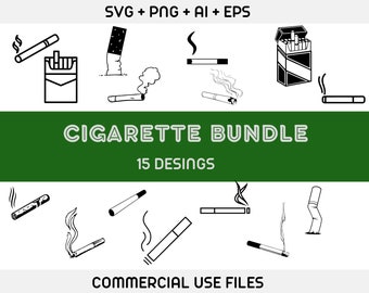 Cigarettes Svg fichier, Cigarette svg, Cigarette clipart, Silhouette de cigarette, Fumer svg, Fumée svg, Cigare de luxe Svg, Nicotine Svg, Vector